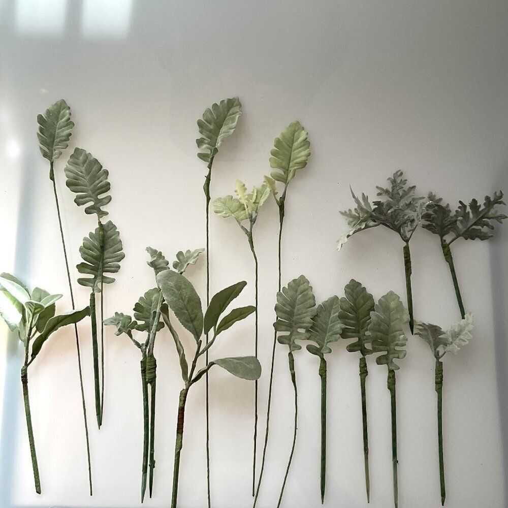 New 16pc Faux Dusty Miller Lambs Ear Stems Artificial Greenery Floral Holiday Cr